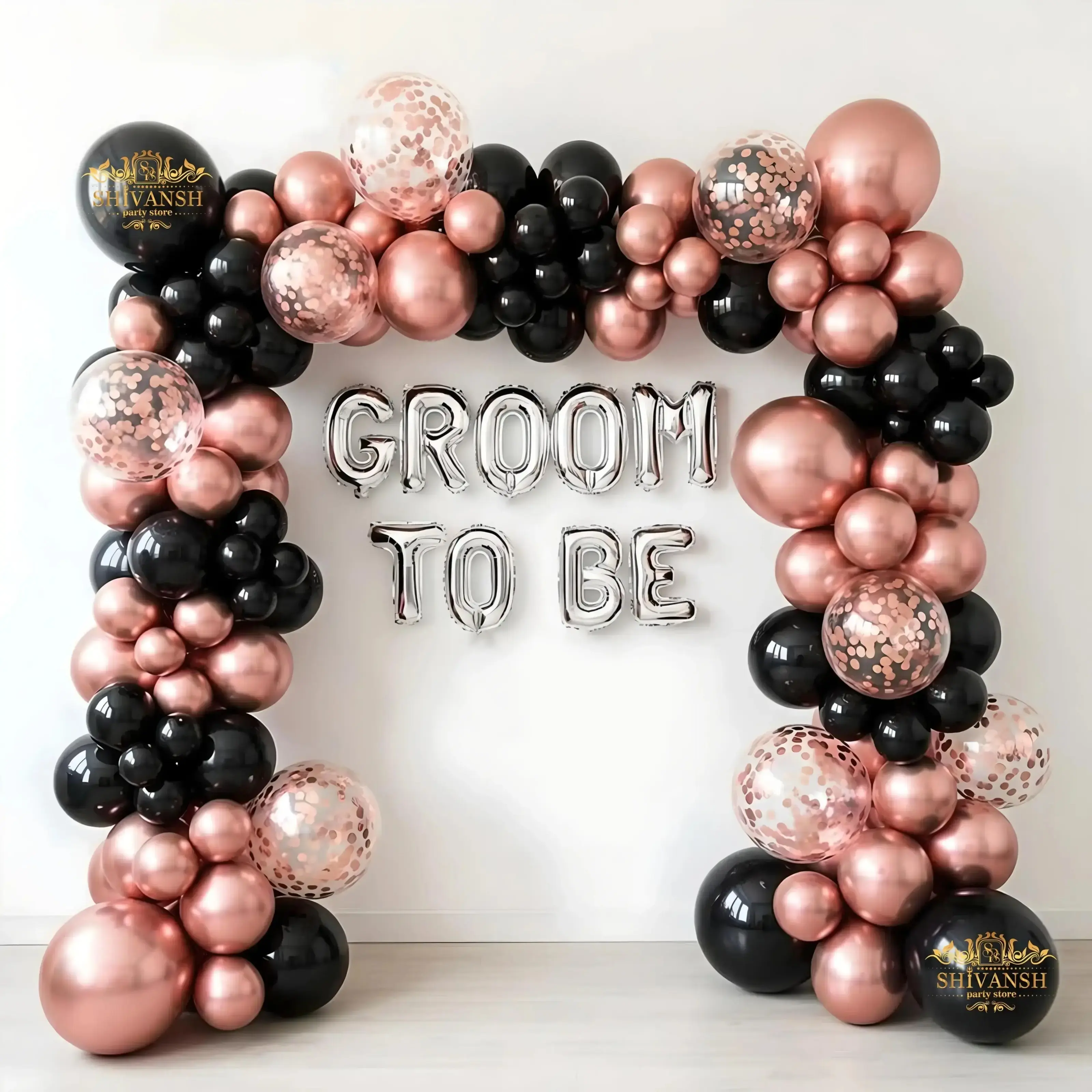 Luxury Black & Rosegold Groom-to-Be Decor